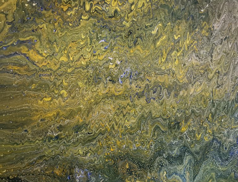 Meadow during the Summer Rain – Acryl Pouring Gemälde von Detlef Samieske